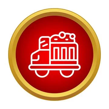 Garbage truck collecting urban solid waste icon Stock Illustration