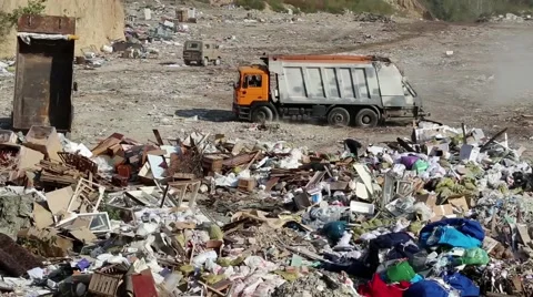 Garbage truck on the dump Stock Footage 58708284