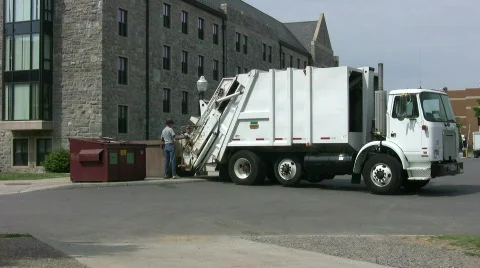 Garbage truck dumping a large can Stock Footage 481839
