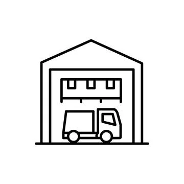 Garbage truck icon vector in line style Stock Illustration