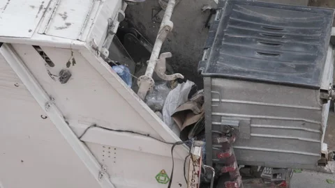 Garbage Truck Loading The Trash Can Stock Footage 287874077