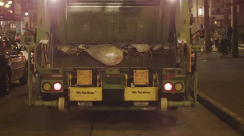 Garbage truck start driving Stock Footage 41596140