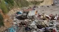 Garbage truck unloads waste on landfill HD Footage
