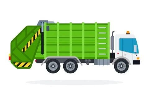 Garbage truck vector flat isolated Stock Illustration