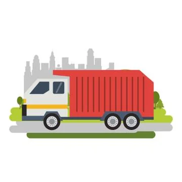 Garbage truck vehicle isolated flat Ilustración de archivo