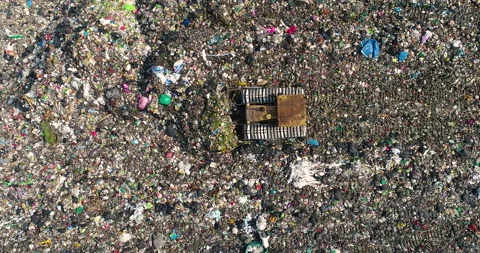 Garbage trucks are working in the waste sorting plant. Stock Footage 155967437