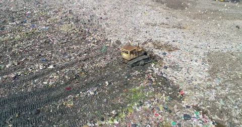 Garbage trucks are working in the waste sorting plant. Stock Footage 156404617
