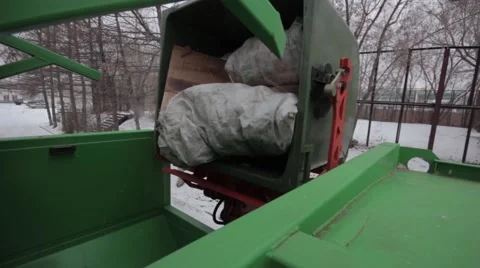 Garbage Trucks work Stock Footage 55576555