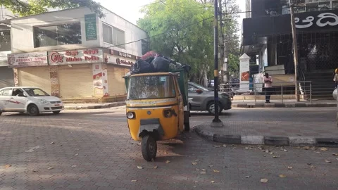 A garbage vehicle with trash in India Stock Footage 236674956