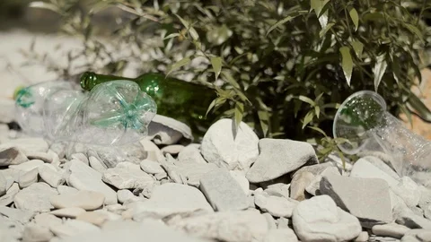 Garbage washed up on the riverside Stock-Footage 112182908