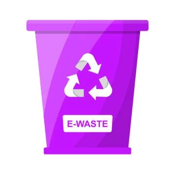 Garbage Waste Sorting E-Waste Recycle Bin Purple Color Flat Vector Illustrati Stock Illustration