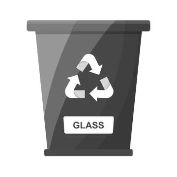 Garbage Waste Sorting Glass Recycle Bin Black Color Flat Vector Illustration  Stock Illustration