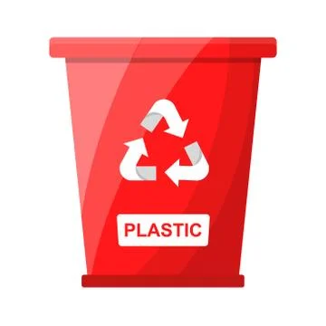 Garbage Waste Sorting Plastic Recycle Bin Red Color Flat Vector Illustration  Stock Illustration