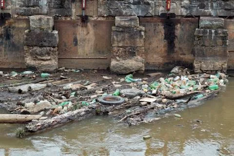 Garbage in water Stock Photos