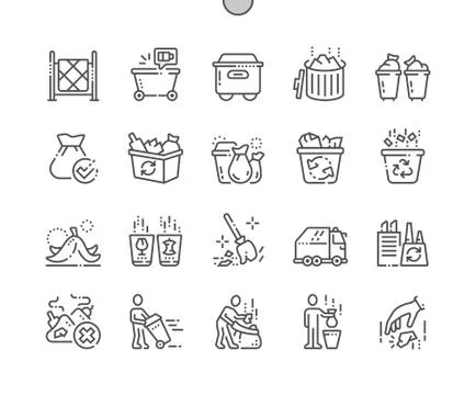 Garbage Well-crafted Pixel Perfect Vector Thin Line Icons 30 2x Grid for Web Stock Illustration