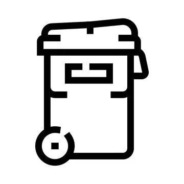 Garbage wheelie bin outline icon for disposal Stock Illustration