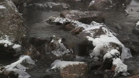 Garbage in the winter river Stock Footage 10855915