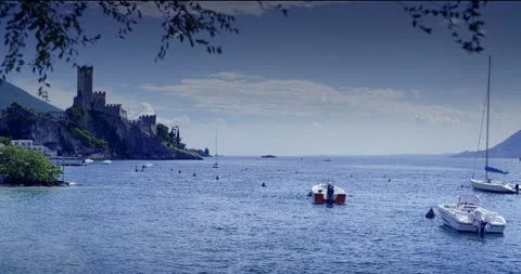 Garda Lake. Castle view. Video stock 283638440