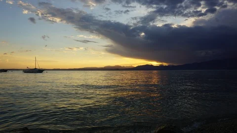 Garda Lake sunset Stock Footage