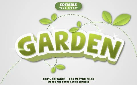 Garden 3D Editable Text Effect Vector Design Stock Illustration