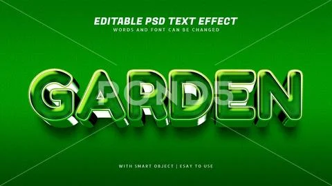 Garden 3d green text effect editable PSD Template