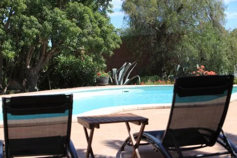 Garden and pool Stock Photos
