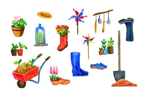 Garden and tools selection Stock Illustration