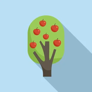 Garden apple tree icon flat vector. Fruit plant Stock Illustration