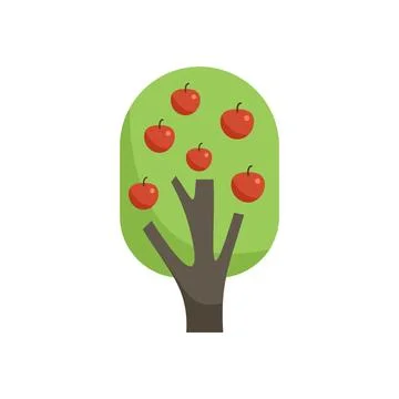 Garden apple tree icon flat vector. Fruit plant Stock Illustration