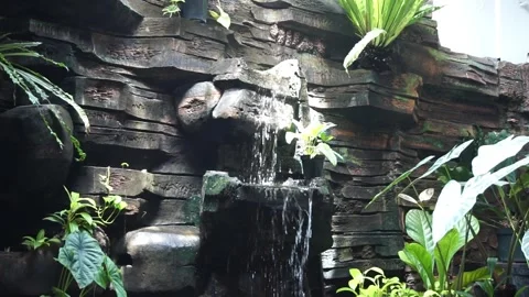 Garden artificial waterfall Video stock 330185847