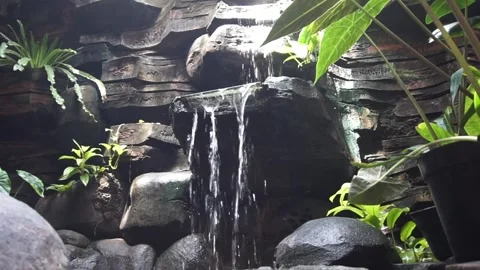 Garden artificial waterfall Stock Footage 330185947
