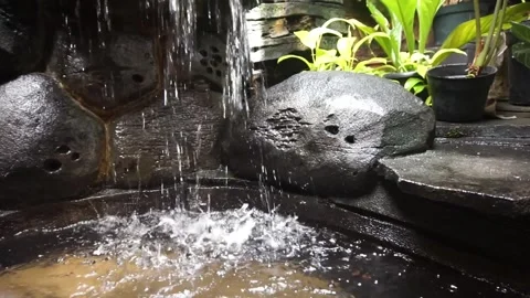 Garden artificial waterfall Stock Footage 330185975