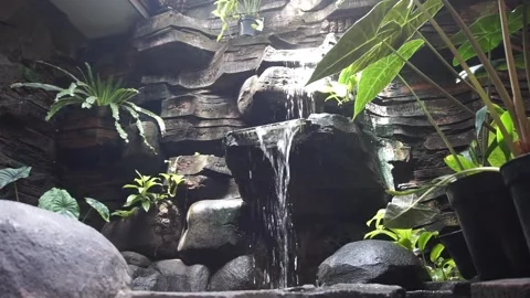 Garden artificial waterfall Stock Footage 330185994