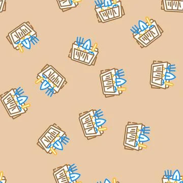 Garden bag garden tool vector seamless pattern Stock Illustration