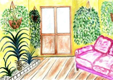Garden on balcony Illustrazione stock