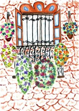 Garden on balcony Ilustración de archivo