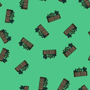 Garden bed tool vector seamless pattern 스톡 일러스트
