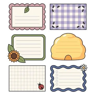Garden Bee Sunflower Sticky Note Bundle Stock Illustration