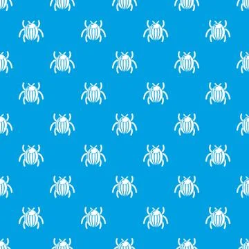 Garden beetle bug pattern vector seamless blue Stock Illustration