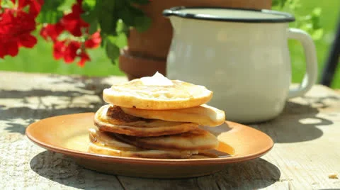 Garden breakfast Stock Footage 24233703