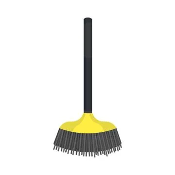 Garden broom on a long handle. Vector illustration on a white background. Illustration