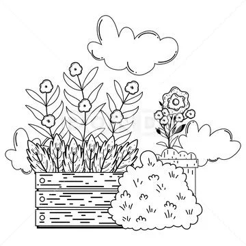 Garden bush with flowers Stock Illustration