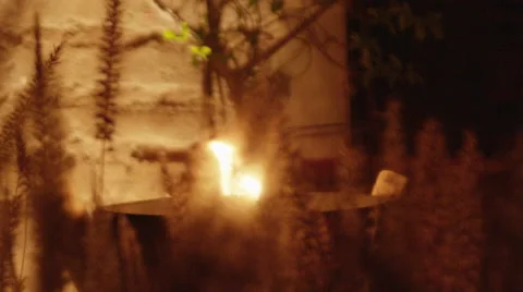 Garden Candle with Wheat focus pull Stock Footage 41612186