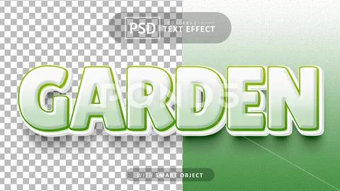 Garden cartoon text effect editable PSDテンプレート