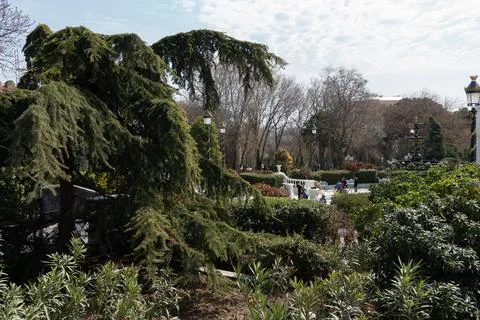 A garden with a castle in the background Stock Photos