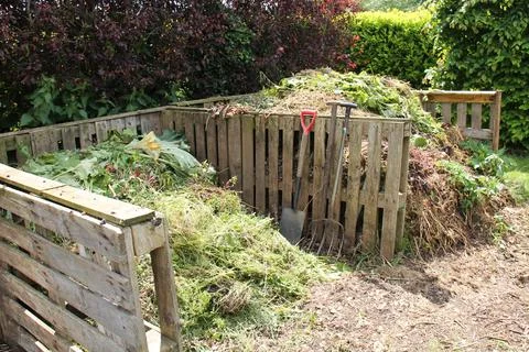 Garden Compost Heaps. Stock Photos