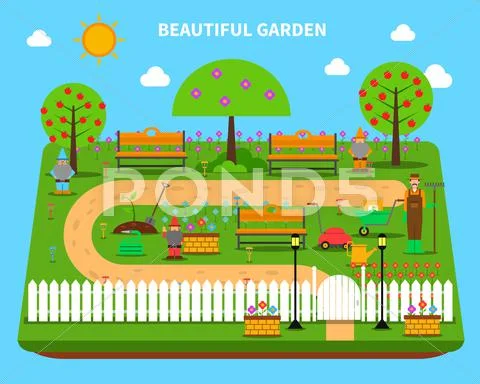 Garden concept illustration Stock Illustration