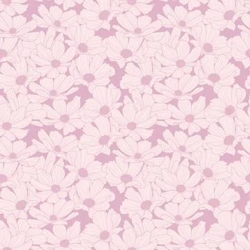 Garden cosmos flower repeat pattern, floral background イラスト素材