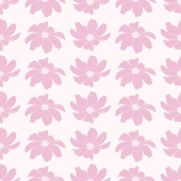 Garden cosmos flower repeat pattern, vector, spring design Stock Illustration