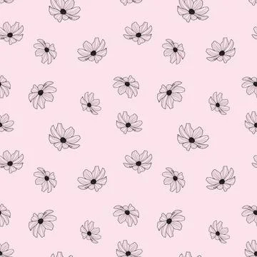 Garden cosmos flower repeat pattern, vector, spring design Stock Illustration